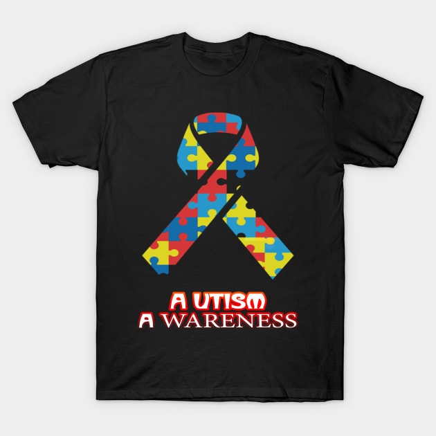 Autism Awareness T-ShirtAutism Awareness Colorful Ribbon Awareness Month Commemorative Graphic T-Shirt by AdelaidaKang